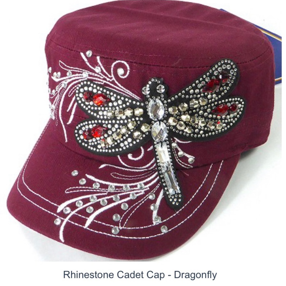 🌺🌷🌸NWT Burgundy Cadet Hat Dragonfly